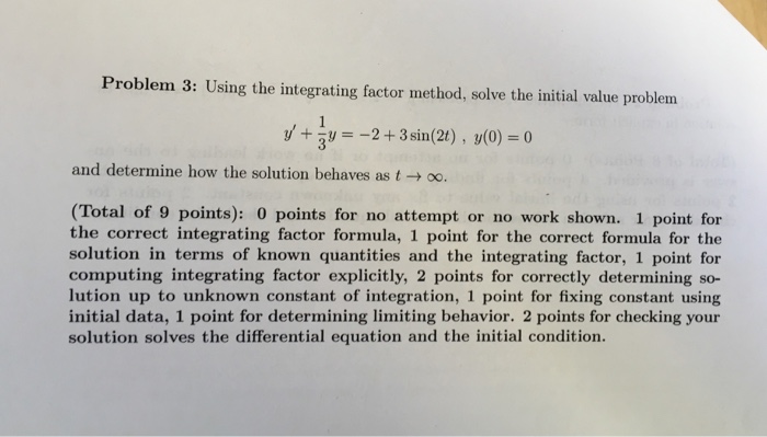 Solved Using The Integrating Factor Method Solve The Chegg