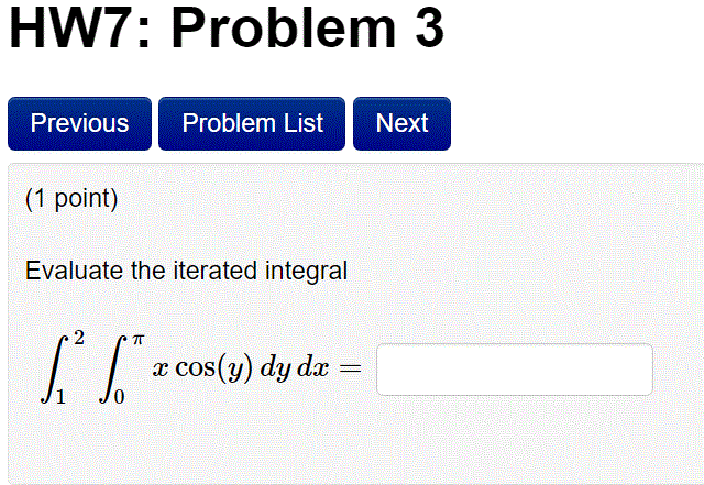 Solved Evaluate The Iterated Integral Integral 1 2 Chegg