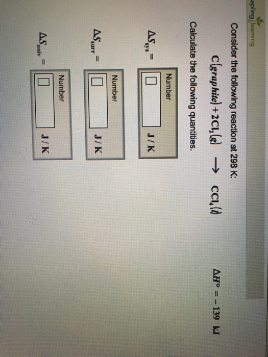 Solved Consider The Following Reaction At 298 K Chegg