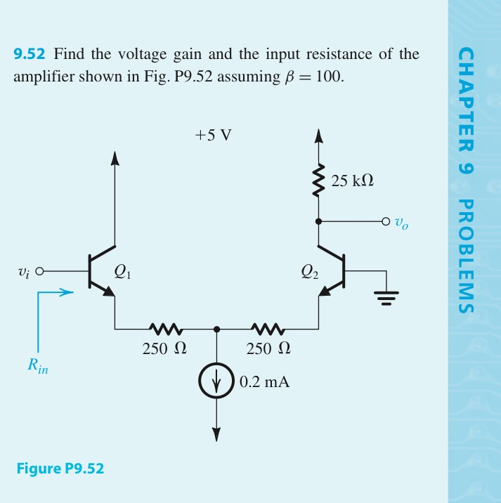 Solved Find The Voltage Gain And The Input Resistance Of The Chegg