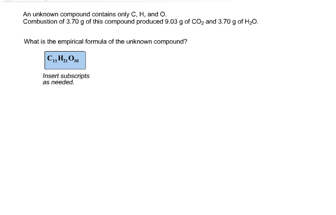 Solved An Unknown Compound Contains Only C H And O Chegg