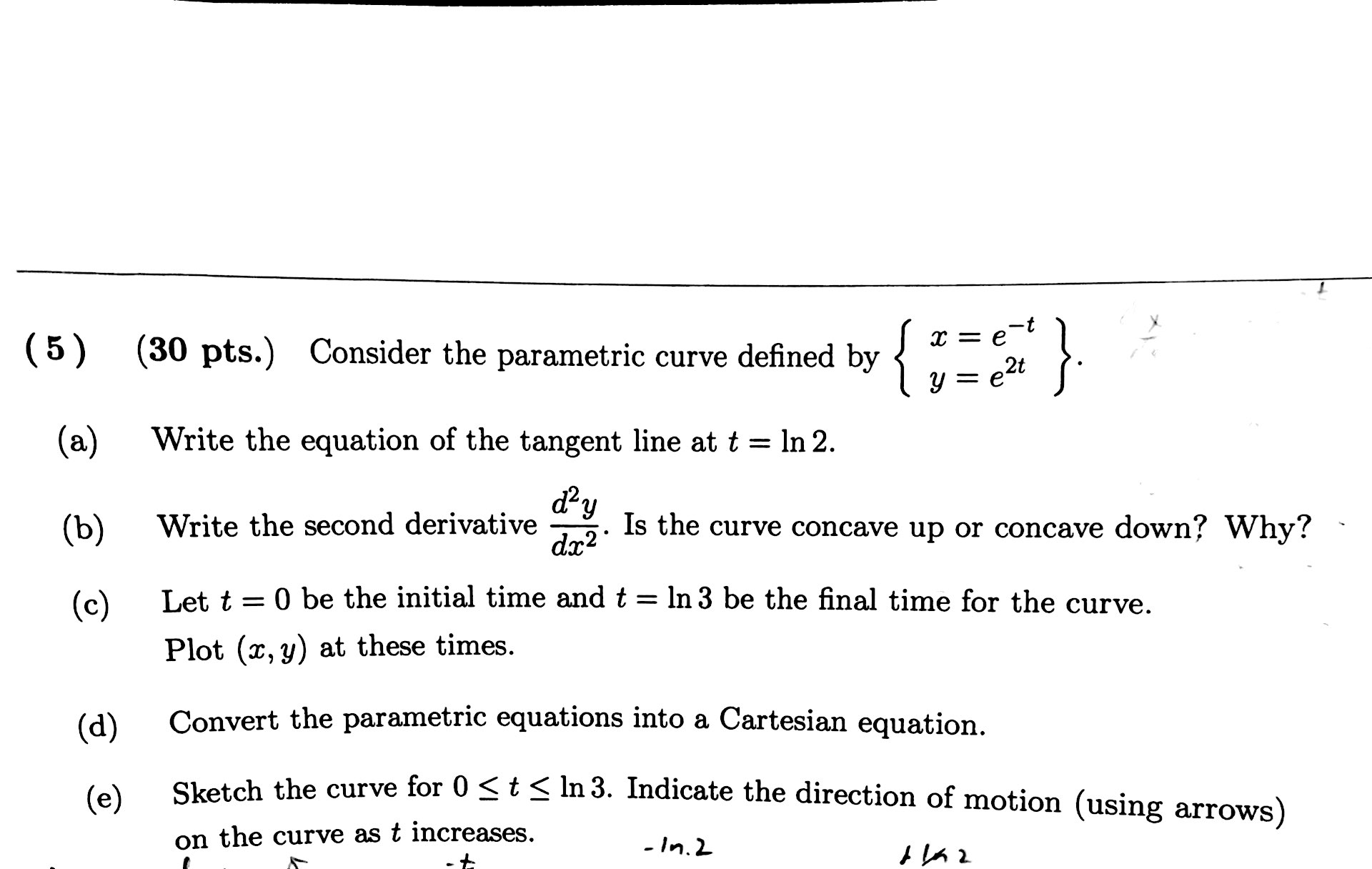 Solved Consider The Parametric Curve Defined By X E T Chegg