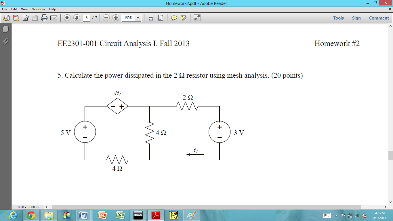 Solved Calculate The Power Dissipated In The 2 Ohm Resistor Chegg