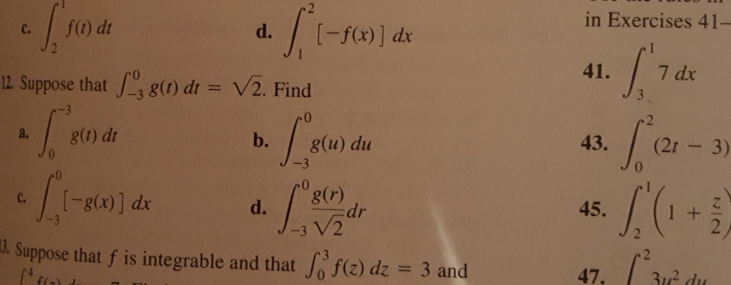 Solved Integral F T Dt Integral F X Dx Chegg