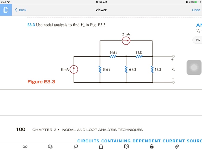 Solved Use Nodal Analysis To Find V 0 In Fig E3 3 Chegg