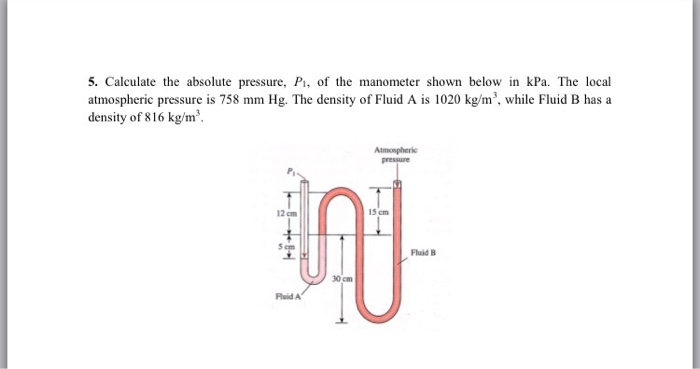 Solved Calculate The Absolute Pressure P Of The Chegg