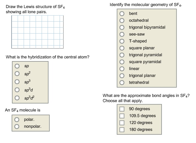 What is the molecular geometry of SF4?