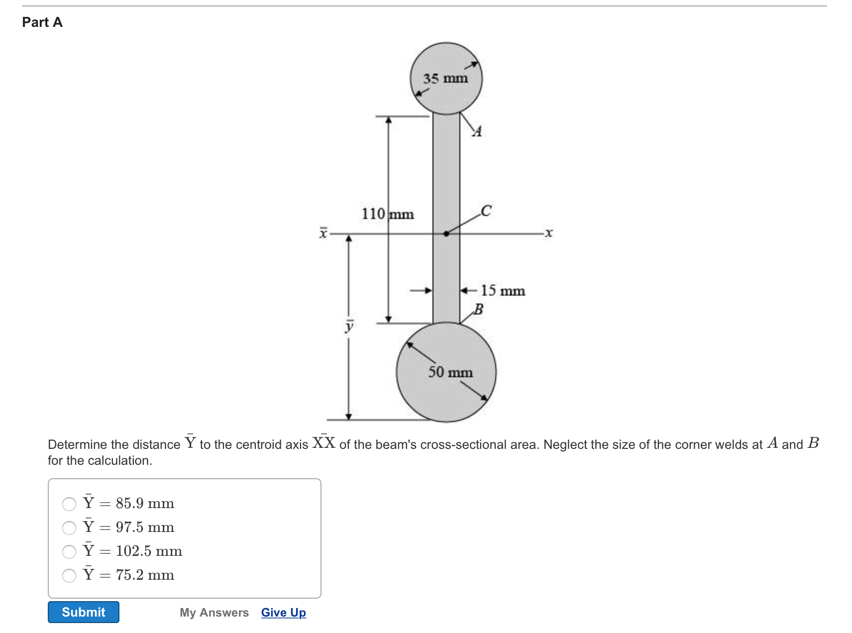 Solved Determine The Distance Bar Y To The Centroid Axis Bar Chegg