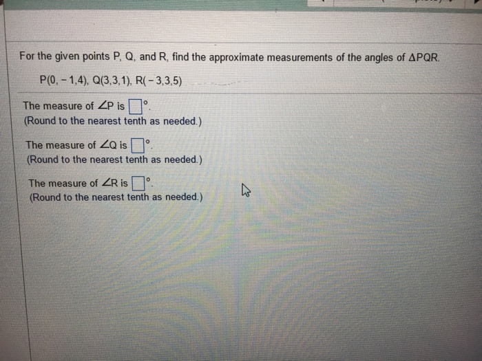 Solved For The Given Points P Q And R Find The Chegg