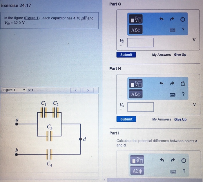 Solved Each Capacitor Has 4 70 MuF And V Ab 32 0 V Cal Chegg