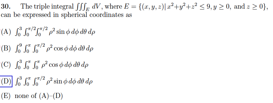 Solved The Triple Integral Tripleintegral E DV Where E Chegg