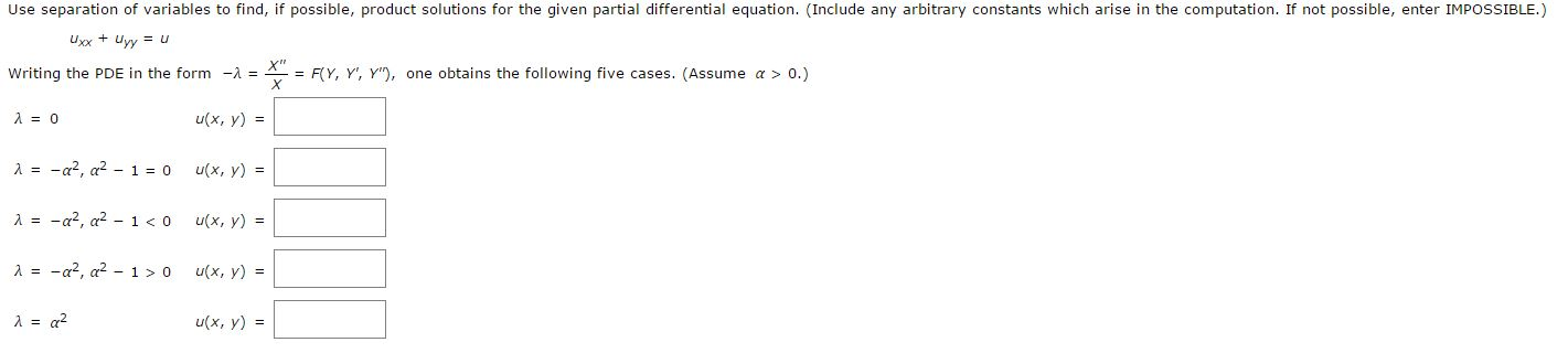 Solved Use Separation Of Variables To Find If Possible Chegg