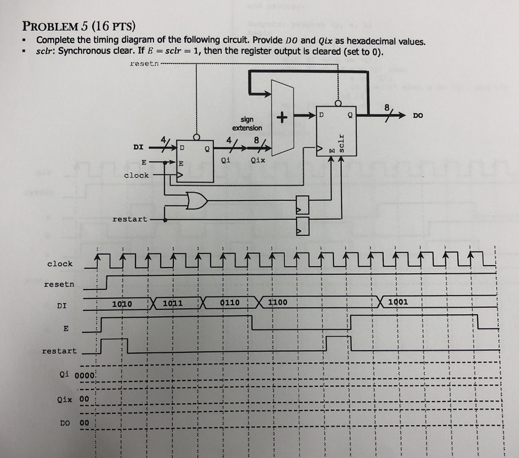 PROBLEM 5 16 PTS Complete The Timing Diagram Of Chegg