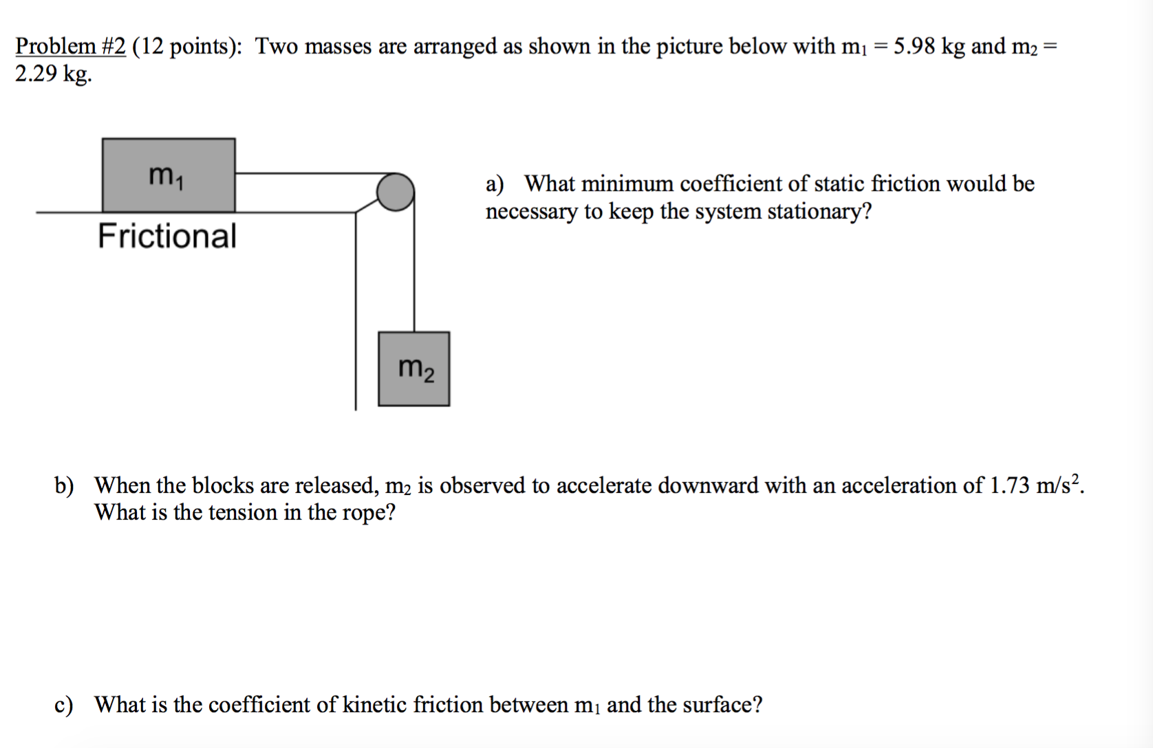 Solved Two Masses Are Arranged As Shown In The Picture Chegg