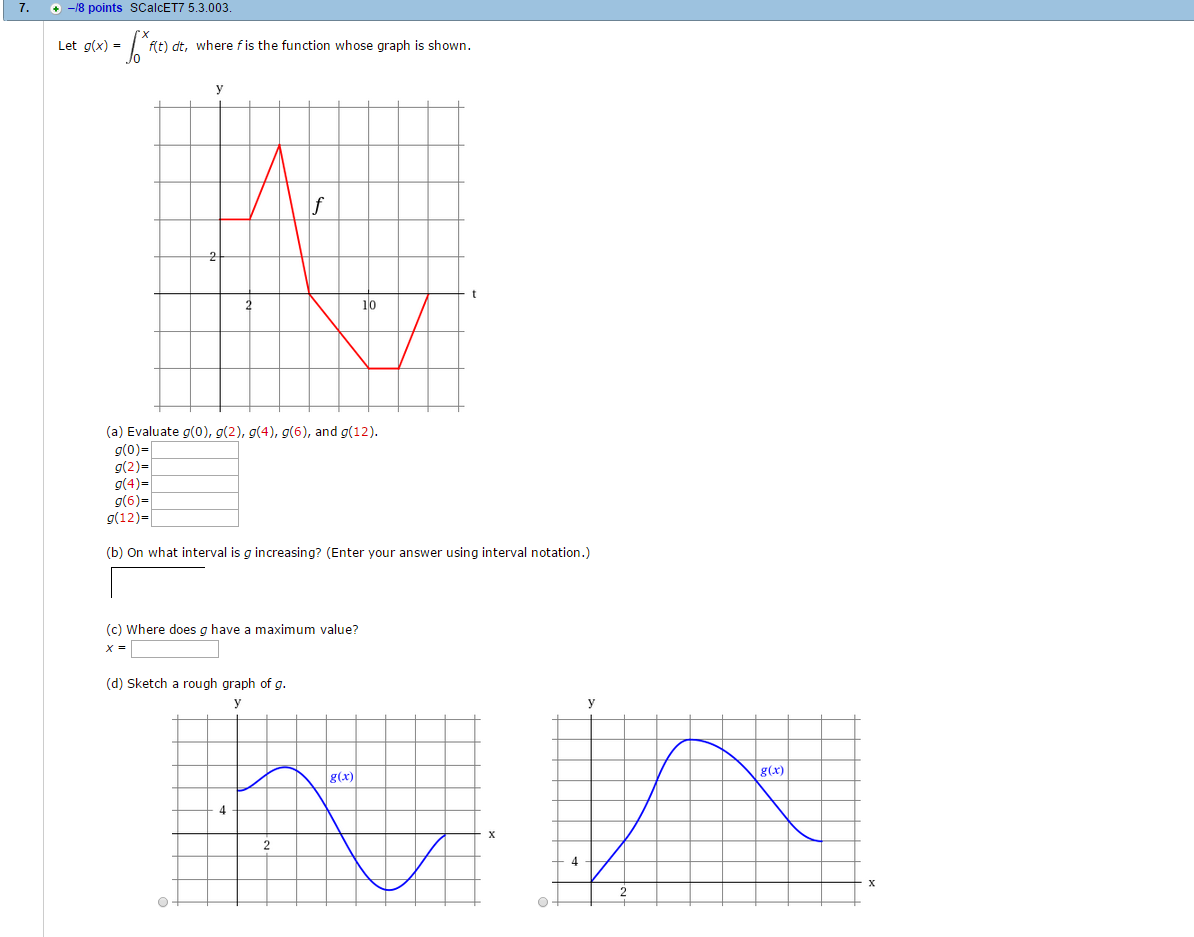 Solved Let G X Integral 0 To X F T Dt Where F Is The Chegg