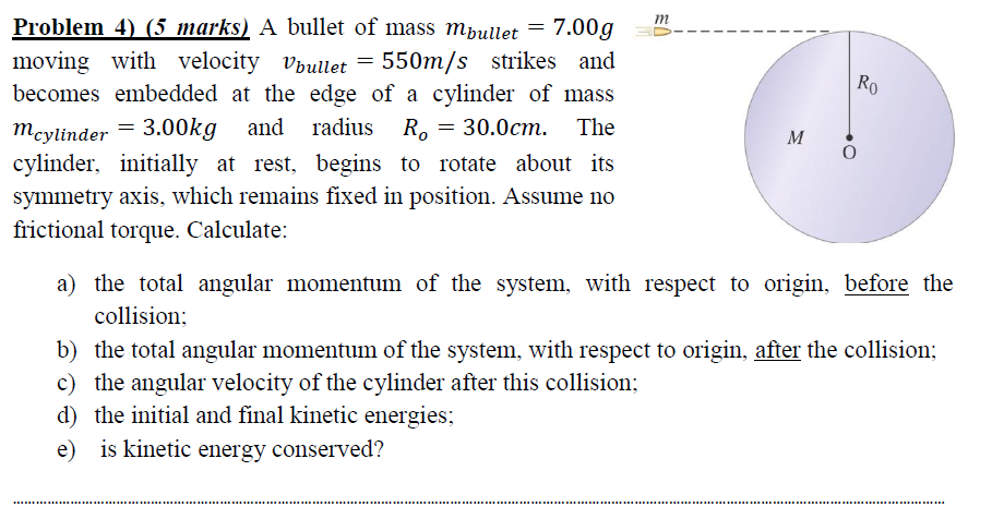 Solved A Bullet Of Mass M Bullet 7 00g Moving With Chegg