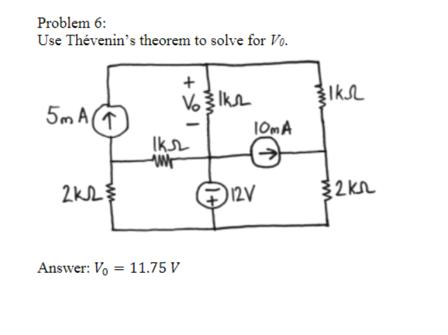 Solved Problem 6 Use Thévenin s theorem to solve for Vo Oen Chegg