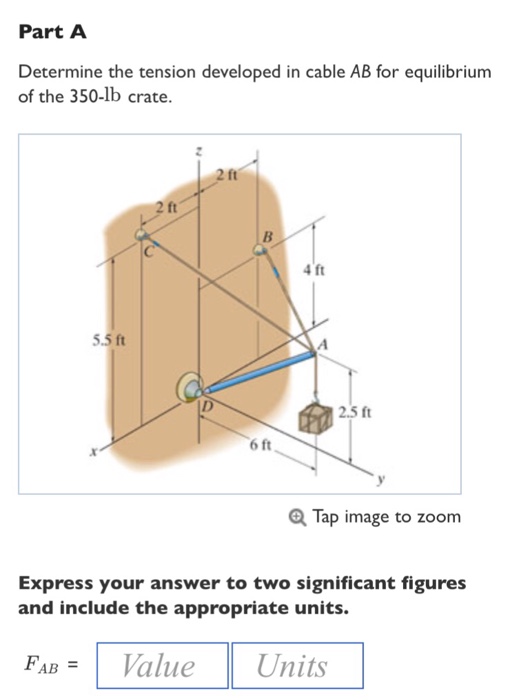 Solved Part A Determine The Tension Developed In Cable AB Chegg