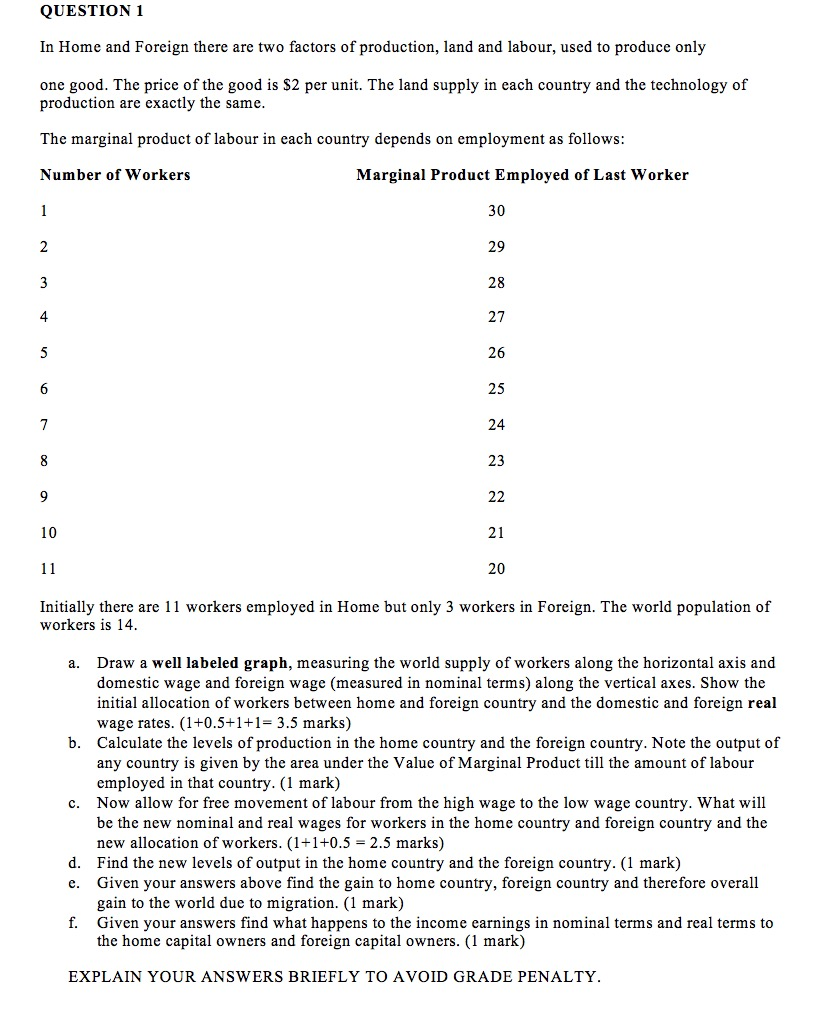 QUESTION 1 In Home And Foreign There Are Two Factors Chegg