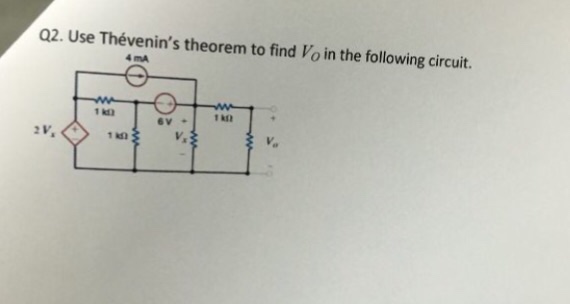 Solved Use Thevenin S Theorem To Find V In The Following Chegg