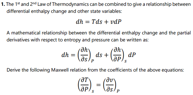 Solved Derive A Relationship Between Differential Enthalp Chegg