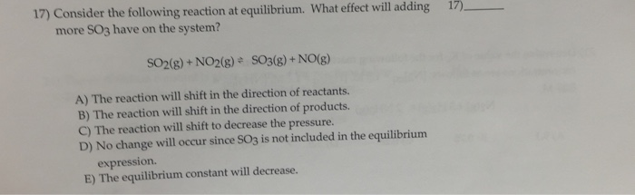 Solved Consider The Following Reaction At Equilibrium What Chegg