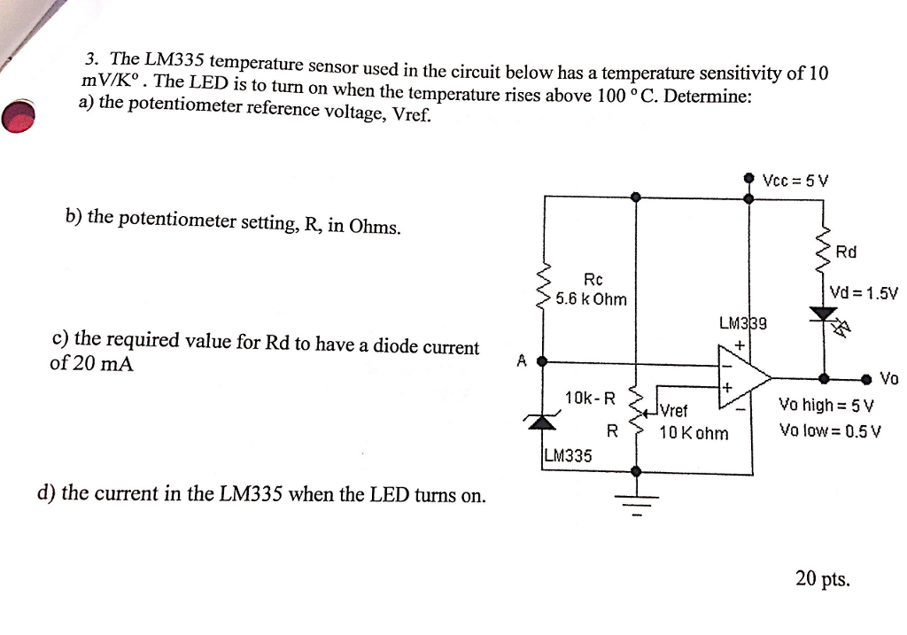 Solved The Lm Temperature Sensor Used In The Circuit Chegg