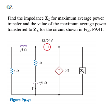 Solved Find The Impedance Zi For Maximum Average Power Chegg