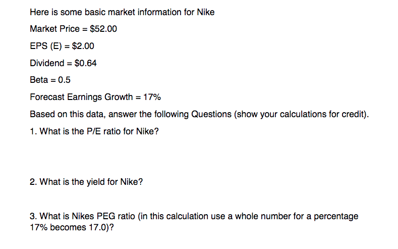 Nike peg ratio hotsell