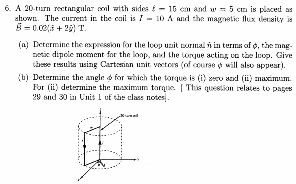 Solved A Turn Rectangular Coil With Sides Ell Cm And Chegg