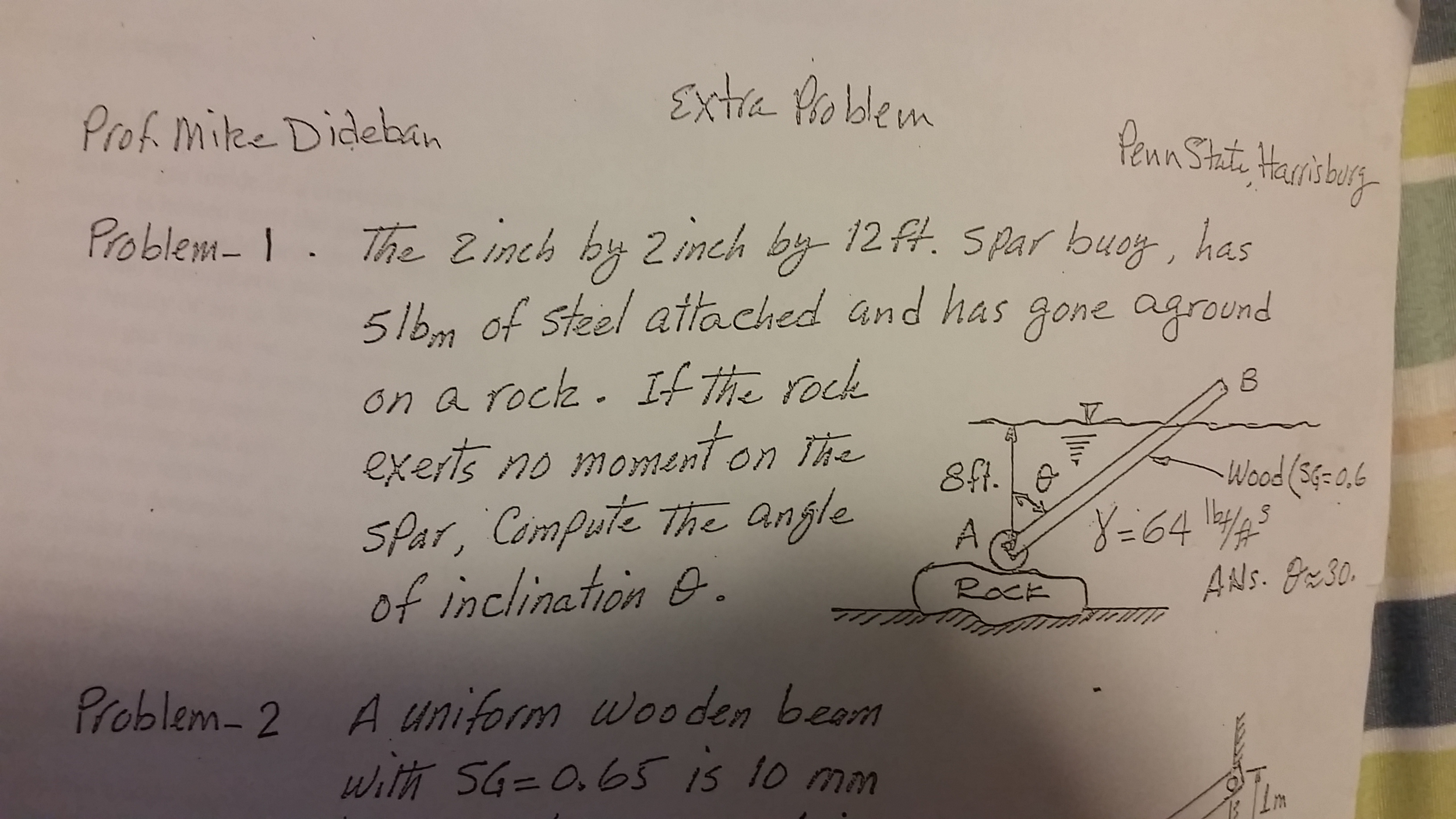 Solved The 2 inch by 2 inch by 12 ft. Spar buoy, has 5 lb_m