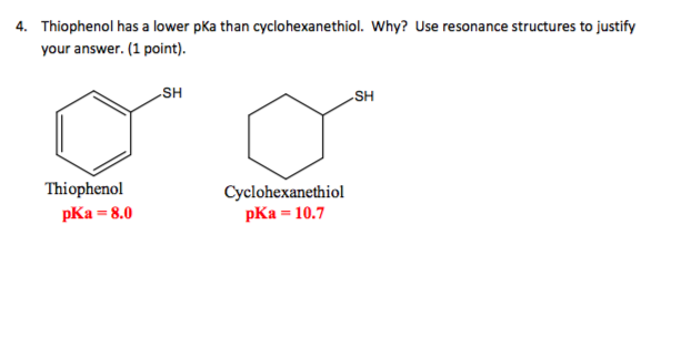 Solved Thiophenol Has A Lower PKa Than Cyclohexanethiol Chegg