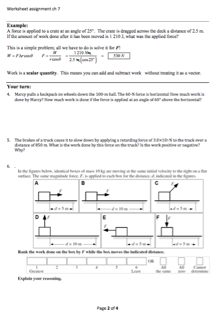 Work Force X Distance Worksheet