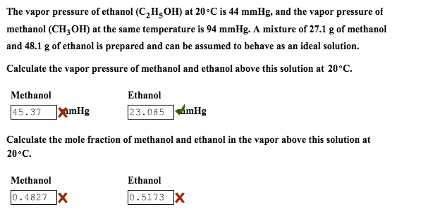 What is the vapor pressure of ethanol?