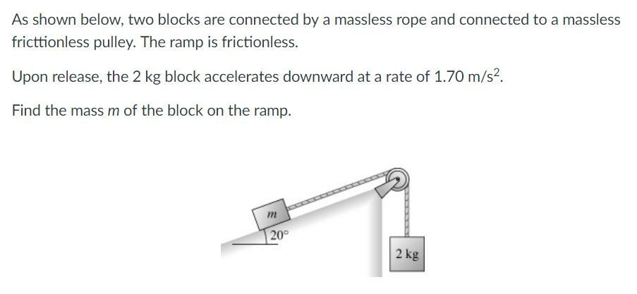 Solved S Shown Below Two Blocks Are Connected By A Massless Chegg