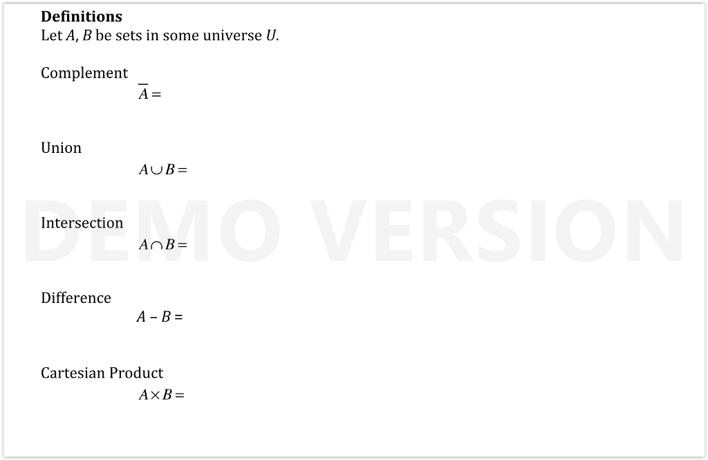 Solved Let A B Be Sets In Some Universe U Complement A Chegg