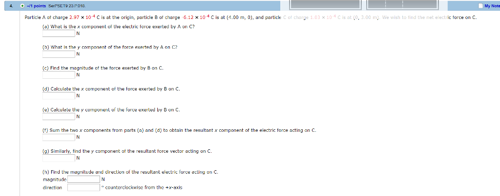 Solved 4 1 points ser卩SET923 P018 My Note Particle A Chegg