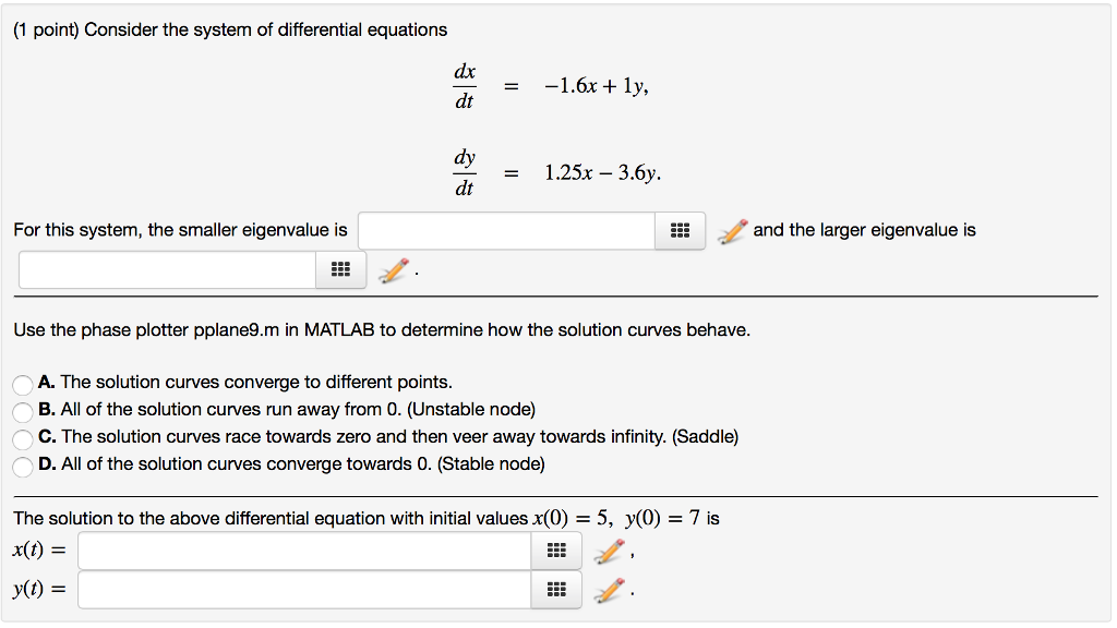 Solved Consider The System Of Differential Equations Dx Dt Chegg