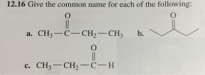 Solved Give The Common Name For Each Of The Following Chegg