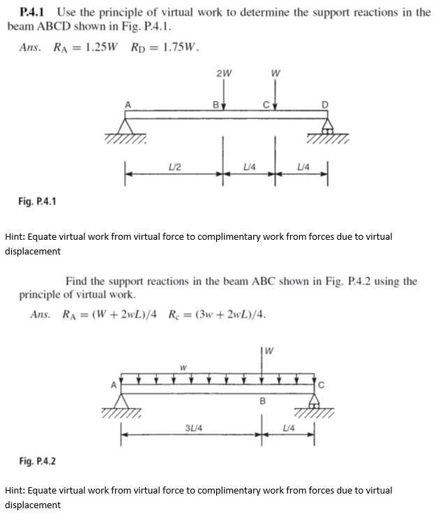 Solved P4 1 Use The Principle Of Virtual Work To Determine Chegg