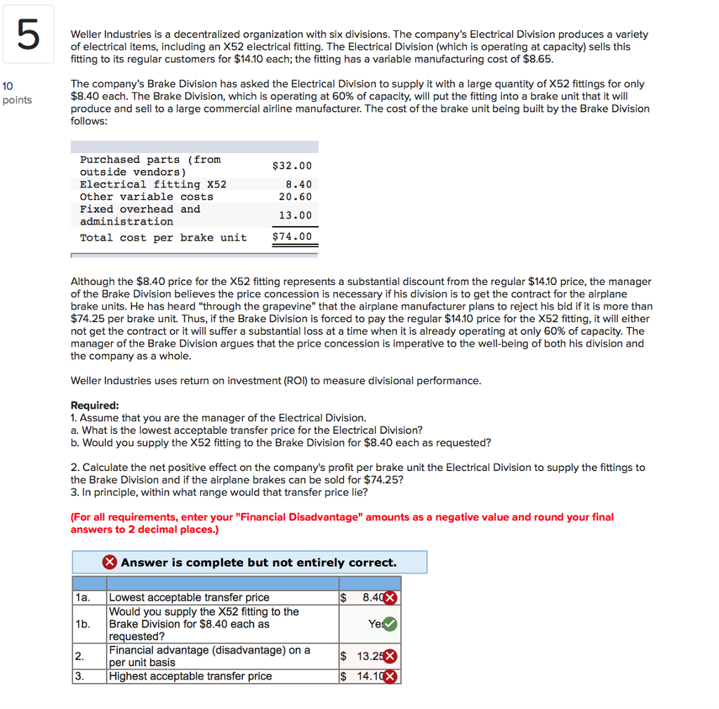 Question: Weller Industries is a decentralized organization with six divisions. The company's Electrical Di.