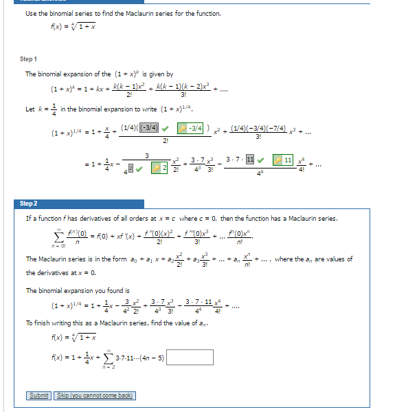 Solved Use The Binomial Series To Find The Maclaurin Seri Chegg Com
