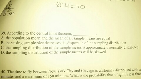 Solved According To The Central Limit Theorem The Chegg Com