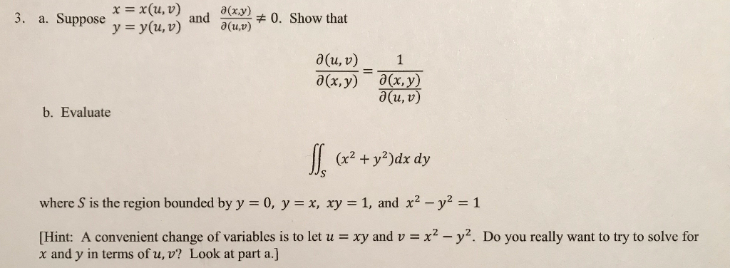 Solved X X U V 3 A Suppose Y Y U V Ax Y 0 A D Chegg Com