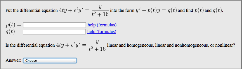 Solved Put The Differential Equation 4ty Ety Y T2 16 Chegg Com