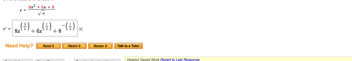 Differentiate The Function Y 8x 2 6x Chegg Com