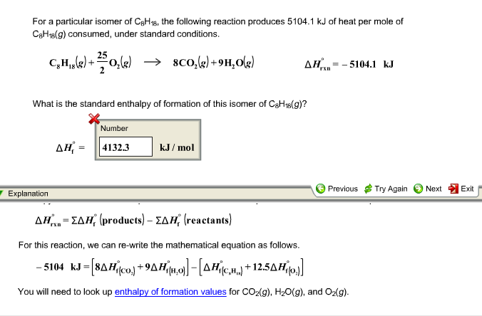 For A Particular Isomer Of C8h18 The Following Chegg 