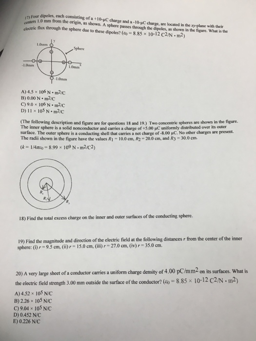Solved For Dipoles Each Consisting Of 10 Mu C Change A Chegg Com