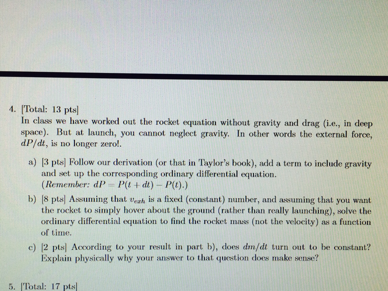 Solved In class we have worked out the rocket equation | Chegg.com
