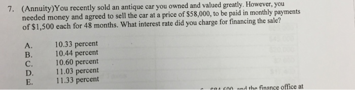 You Recently Sold An Antique Car You Owned And Valued Chegg Com